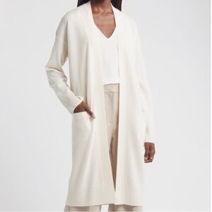 Nordstrom Long Open Front Wool & Cashmere Cardigan S
